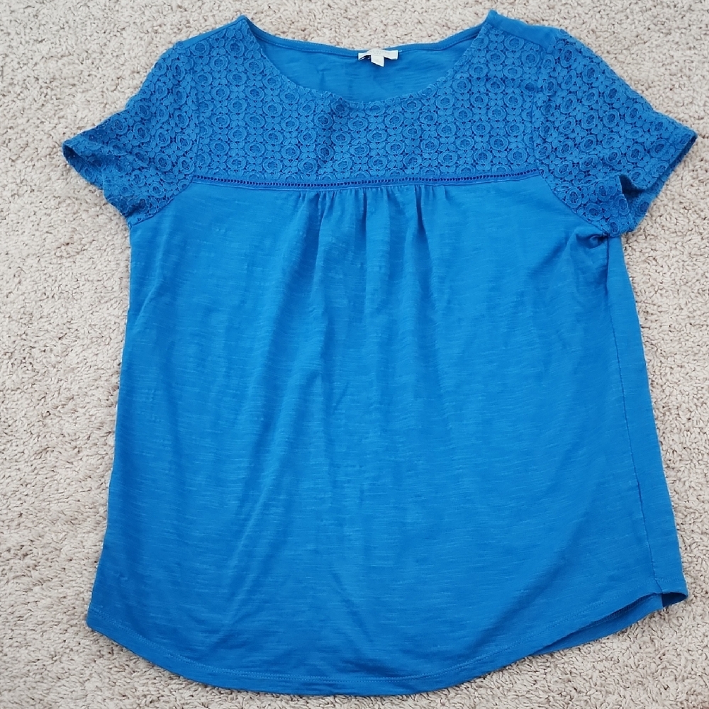 Talbots Blue Short Sleeve Blouse